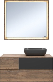 Misty Мебель для ванной Коломбо 100 R подвесная дуб галифакс/антрацит – фотография-1